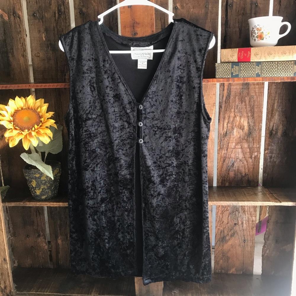 <vintage black velvet vest>